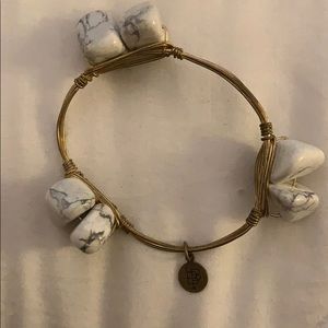 Double white stone Borbon and boweties bangle